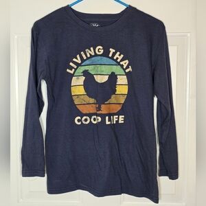 Lost Creek Outfitters Dark Blue 'Living That Coop Life' Long Sleeve Shirt Medium